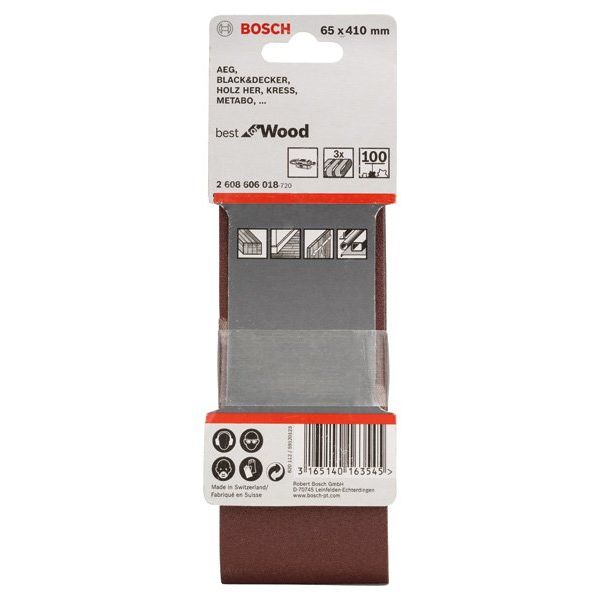 Bosch - Schleifpapier/Schleifvlies PRO X440 Schleifband, 65 x 2608606018 410 mm, G100, 3-tlg