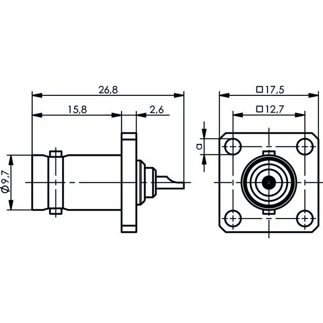 Telegärtner - Koax-Steckverbinder BNC-Flanschbuchse 100023397 50Ohm löt