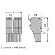 WAGO - Ein- und mehrpolige Klemmenleiste 1-Leiter-Federleiste 2022-106 CAGECLAMP,4mm²,gr − 50 Stück