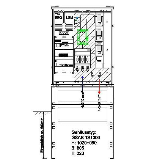 GSAB Elektrotechnik - Anschlussschrank NA-Schutzschrank 1S1000AR75kWLSL2 75kW 1000x805x320