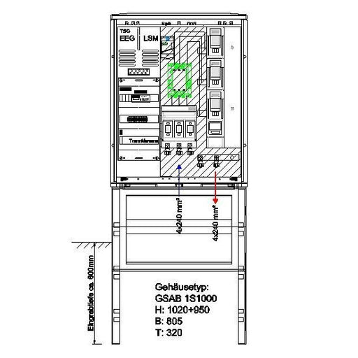 GSAB Elektrotechnik - Anschlussschrank NA-Schutzschrank 1S1000AR75kWLSL2 75kW 1000x805x320