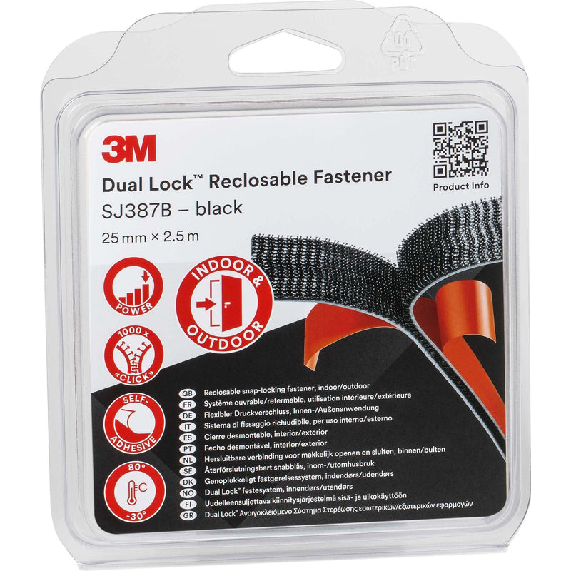3M - Klettband Druckverschluss SJ3870/IPS 25mmx2,5m, 6,1mm − 4 Stück