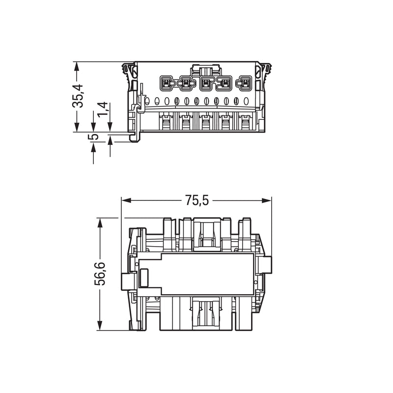 WAGO - Geräteanschluss für steckbare Gebäudeinstallation Linect-T-Steckverbinder 770-7105 Buchse-Stecker 5-p. − 20 Stück