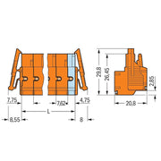 WAGO - Kabelsteckverbinder für Leiterplattensteckverbinder 2-Leiter-Federleiste 231-2703/037-000 CAGECLAMP,2,5mm²,or − 50 Stück