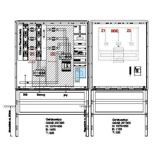 GSAB Elektrotechnik - Zähler-Komplettschrank Wandlermessung 01.W400.NH-AREi Thüringen 400A