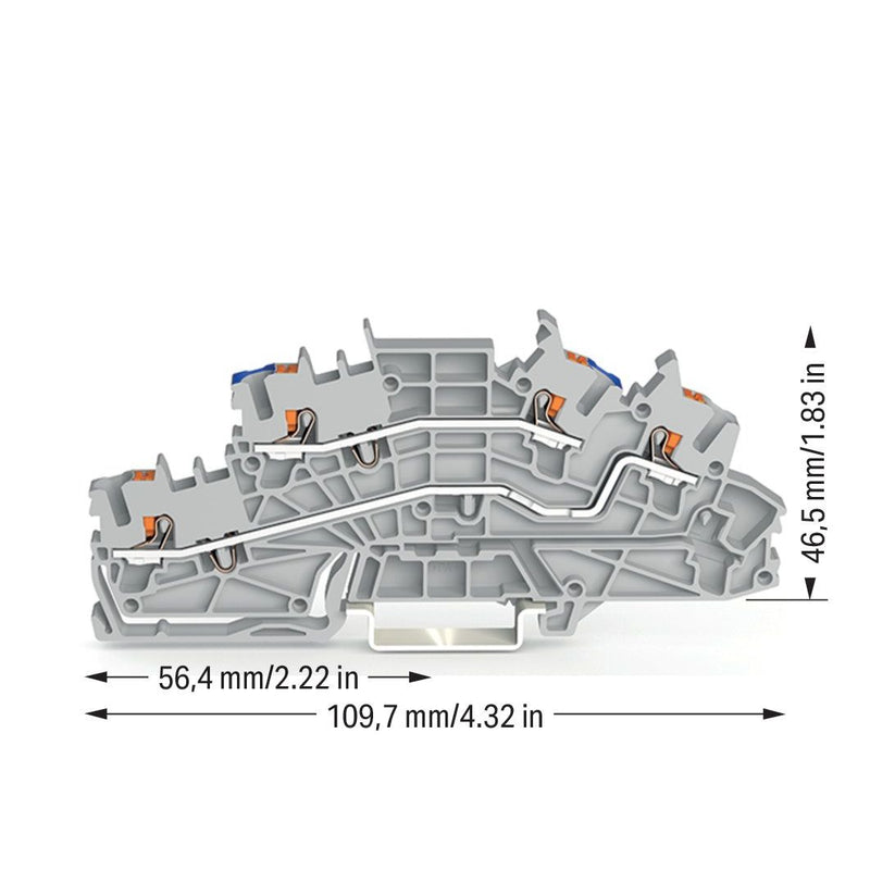 WAGO - Installations-Etagenklemme Installationsetagenklemme 2203-6649 2,5 mm² mit Drücker − 50 Stück