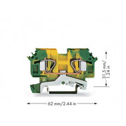 WAGO - Schutzleiter-Reihenklemme 2-Leiter-Schutzleiterklem. 282-607/999-950 6mm² − 50 Stück