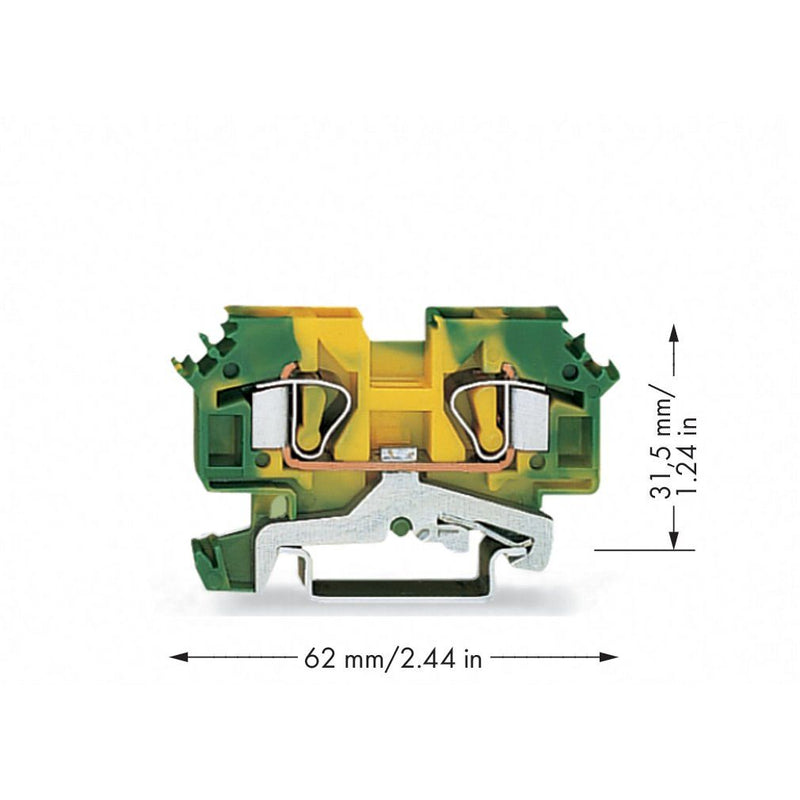 WAGO - Schutzleiter-Reihenklemme 2-Leiter-Schutzleiterklem. 282-607/999-950 6mm² − 50 Stück