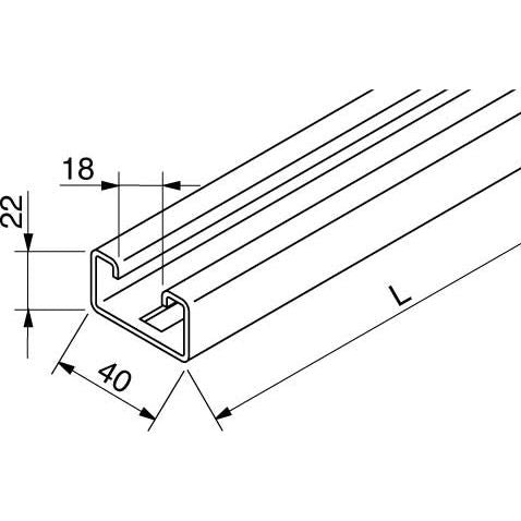 Rico - Stiel/Profilschiene C-Profilschiene 16F2-3000-L 40x22x3000