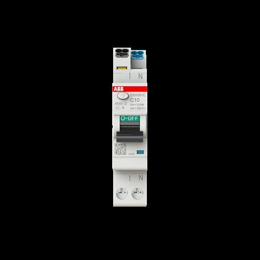 ABB Stotz S&J - Kombination FI-Schalter/Leitungsschutzschalter FI/LS-Schalter DSX301C C10 A30 1 TE 6kA, 1P+N, C10