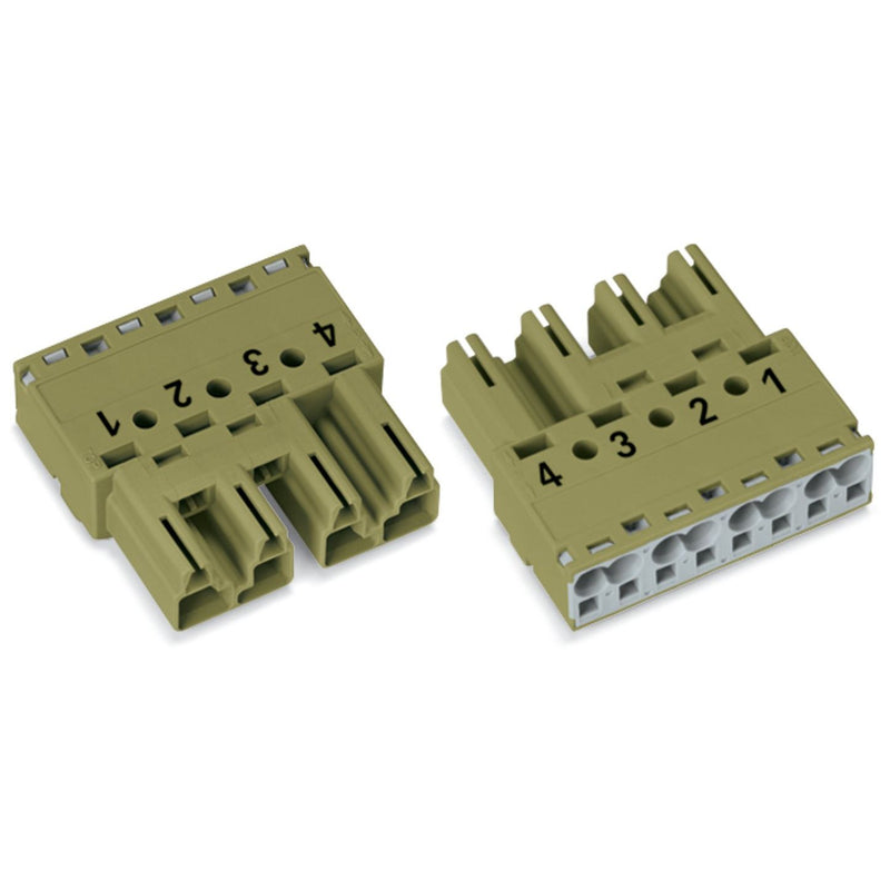 WAGO - Steckverbinder für steckbare Gebäudeinstallation Stecker 4-polig 770-274 Kod. B,hellgrün − 50 Stück