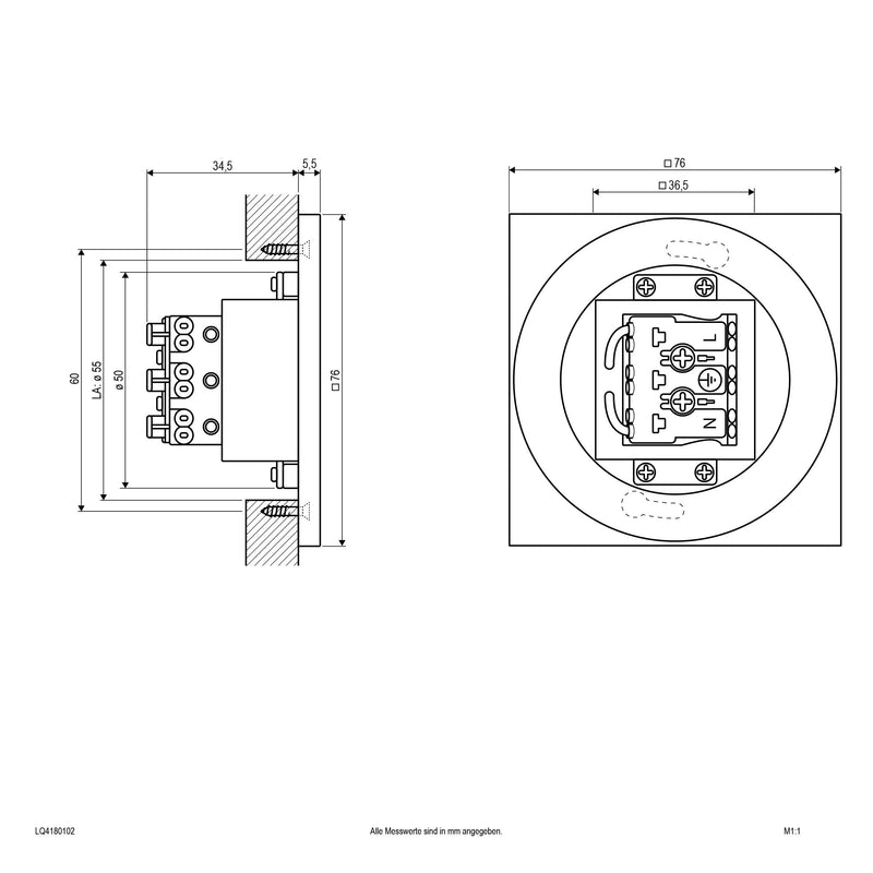 EVN Lichttechnik - Decken-/Wandleuchte LED-Wandeinbauleuchte LQ4180102 IP44