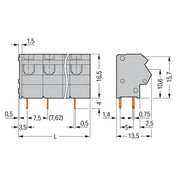 WAGO - Leiterplattenklemme 2-Leiter-Leiterplattenkle. 254-252 0,75mm² − 70 Stück