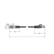 Turck - Rundsteckverbinder, feldkonfektionierbar (Industriesteckverbinder) Leitung für Industrial PSGS4MRJ45S44142.7M Ethernet − 1 Stück