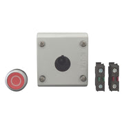 Eaton - Befehls- und Meldegeräte-Kombination im Gehäuse Drucktaster M22-D-R-X0/KC11/I 1S1Ö,flach,rot,Aufb
