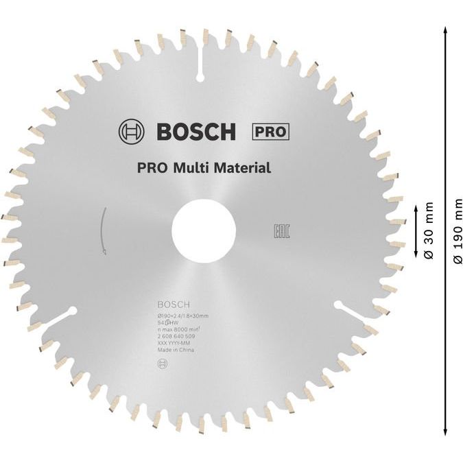 Bosch - Kreissägeblatt PRO Multi Material 2608640509 Kreissägeblatt 190 x