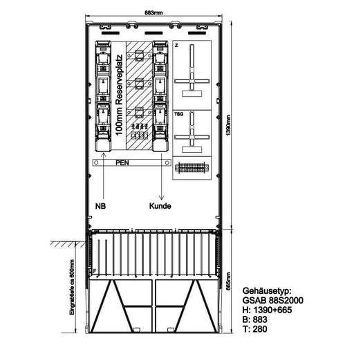 GSAB Elektrotechnik - Zähler-Komplettschrank Wandlermessung 48.W400.88S eNetz Südhessen 400A