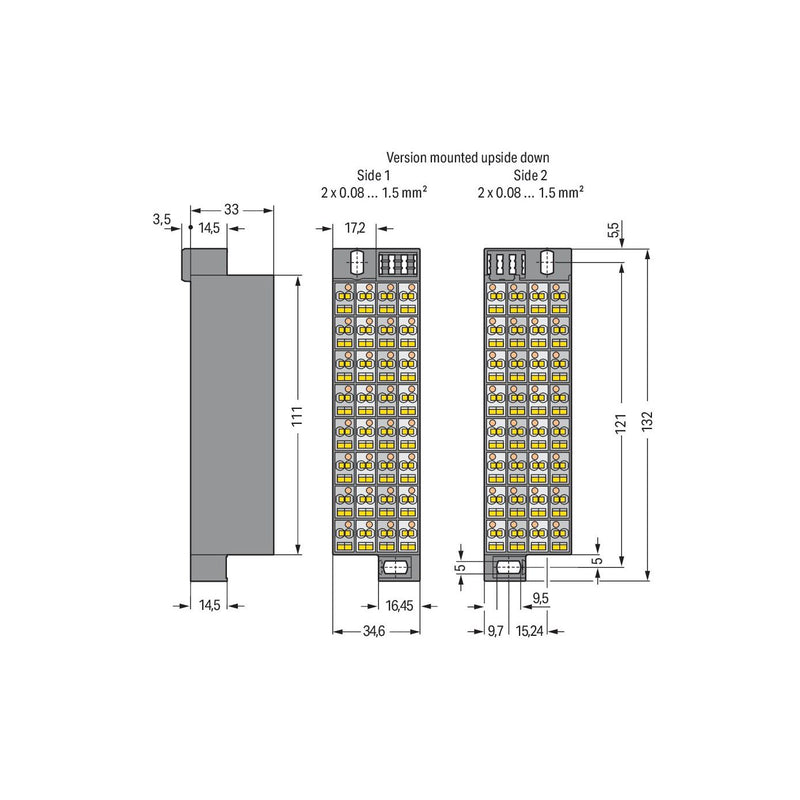 WAGO - Feldbus, Dez. Peripherie - Kommunikations-Modul Rangierwabe 32 polig 1-32 726-325 unten 2x0,08-1,5mm² − 24 Stück