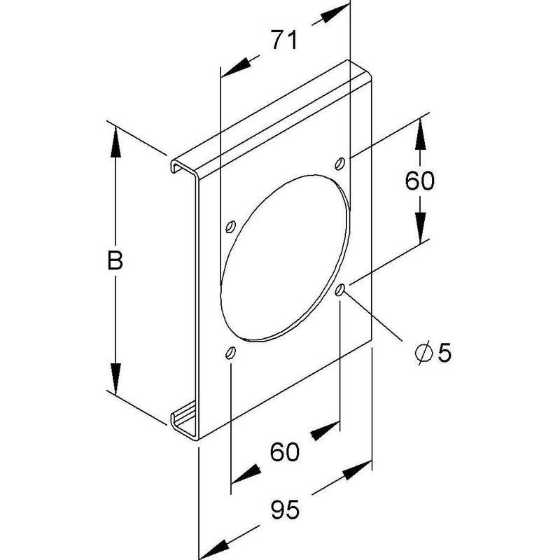 HKL - Geräteblende für Geräteeinbaukanal Deckelabschnitt cws 1f. HKLD1P1/150.6 gelocht