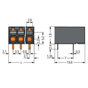 WAGO GmbH & Co. KG - Leiterplattenklemme THR-Leiterplattenklemme 2086-1209/997-607 Drücker,1,5mm²,sw − 1660 Stück