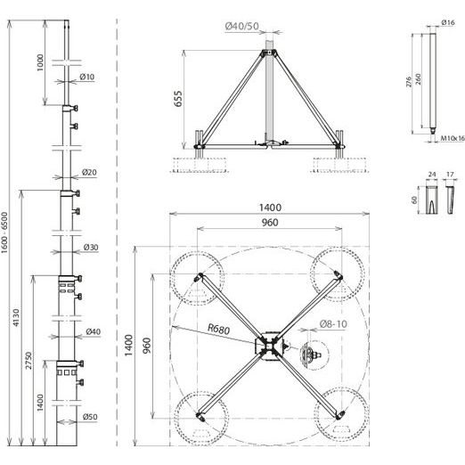 DEHN - Fangeinrichtung für Blitzschutz Fangstange FS T D50 5.5 #105712 L6,5m