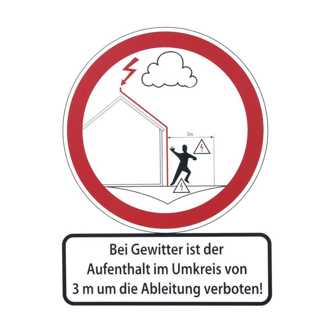 DEHN - Zubehör/Ersatzteile für Erdung und Blitzschutz Hinweisschild 210x297 Al HWS297X210AGU#480699 (Bei Gewitter is...)
