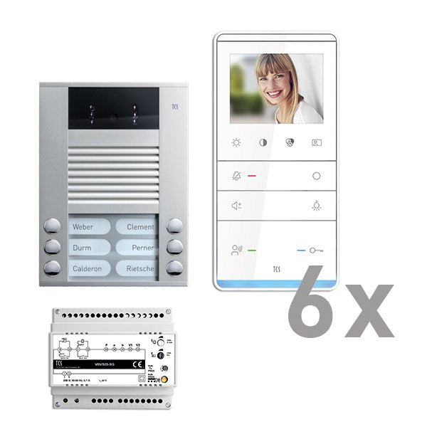 TCS Tür Control - Türsprech-Set Videosprechanlgenset color PVE16060-0010 6 Tasten AP,Freispr