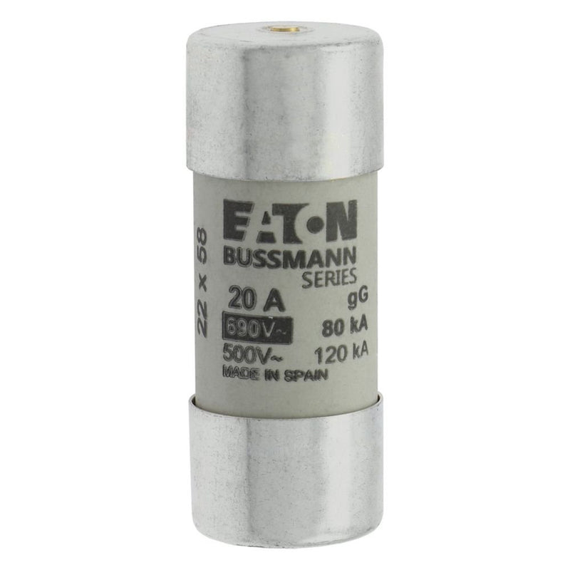 Eaton - Zylindrische Sicherung Sicherungseinsatz Nieders. CYL GG 22,#C22G20S 20A AC 690V 80kA − 10 Stück