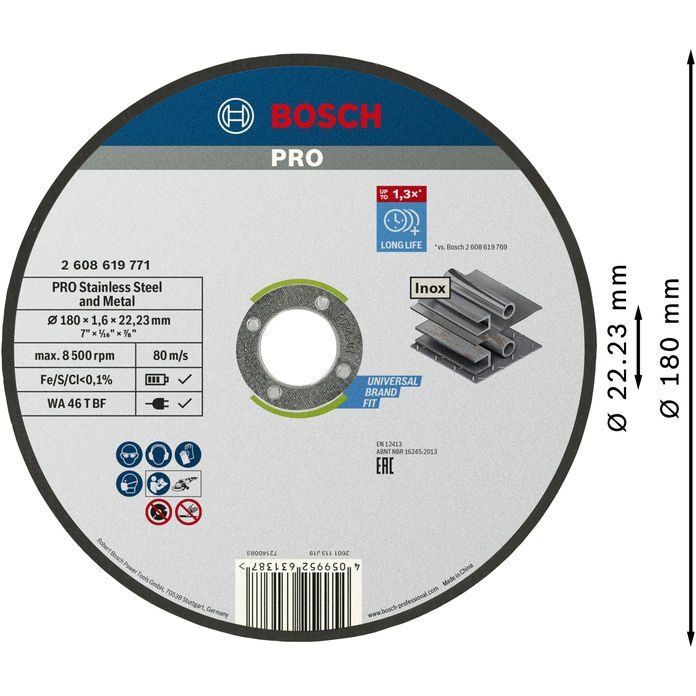 Bosch - Trenn-/Schleifscheibe PRO Stainless Steel and 2608619771 Metal Trennscheibe