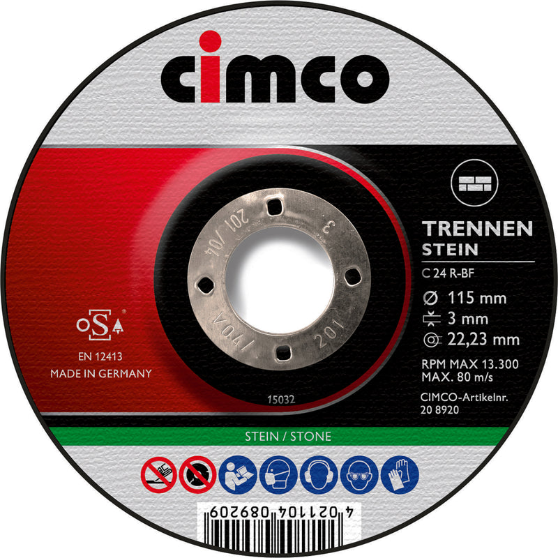 Cimco Werkzeuge - Trenn-/Schleifscheibe Korund-Trennscheibe 208924 Stein D=230mm