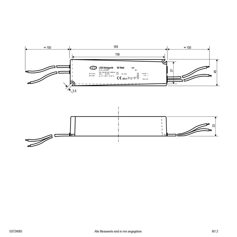 EVN Lichttechnik - LED-Betriebsgerät LED-Netzgerät 24V/DC E6724060