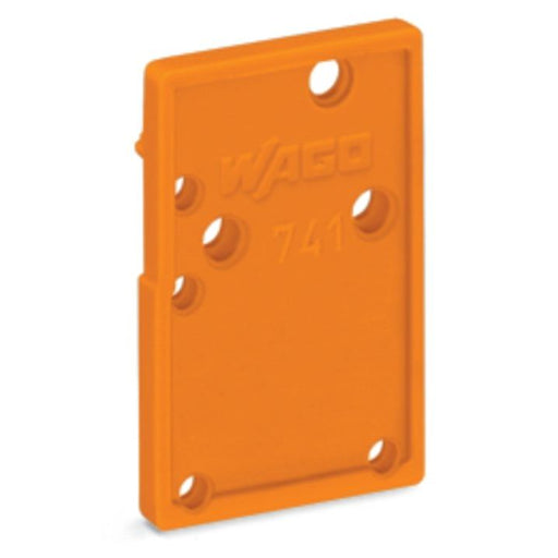 WAGO - Abschluss- und Zwischenplatte für Reihenklemme Abschlussplatte anrastbar 741-600 1,5mm dick,orange − 100 Stück