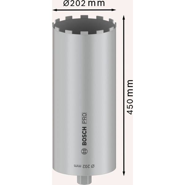 Bosch - Bohrkrone PRO Nassbohrkrone, 202 x 2608601744 450 mm G 1 1/4 Zoll