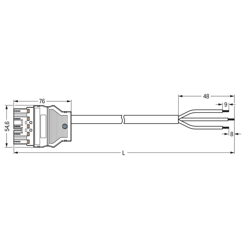 WAGO - Konfektionierte Leitung für steckbare Gebäudeinstallation konfekt. Anschlussleitung 771-5001/156-000 Eca,Stecker