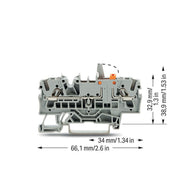 WAGO - Trenn- und Messtrenn-Reihenklemme 2-Leiter-Trenn-u.Messklem. 2002-1671/401-000 Prüfmöglichkeit,grau − 50 Stück