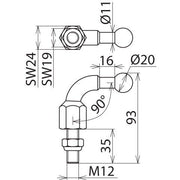 DEHN - Festpunkt für EuK-Vorrichtung Kugelfestpunkt KFP 20 W90 M12 35SSM D 20mm 90Grad abgew