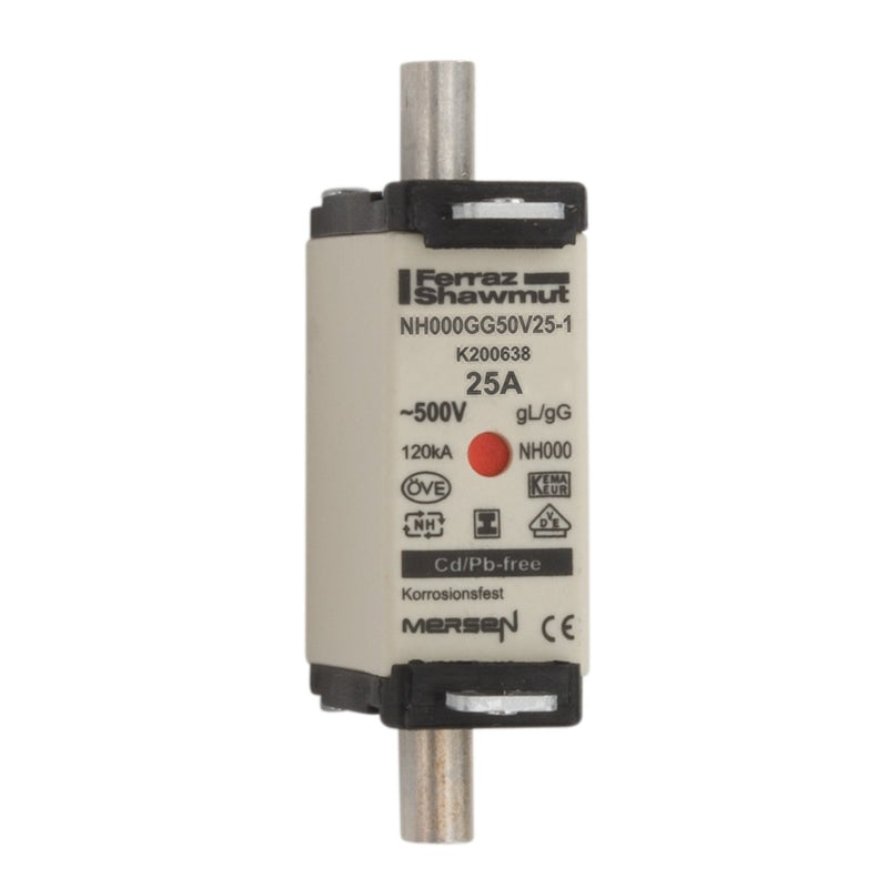 Mersen - Messersicherung NH-Sicherungseinsatz SG NH000GG50V25-1 Gr.000 gG 25A/500VKM
