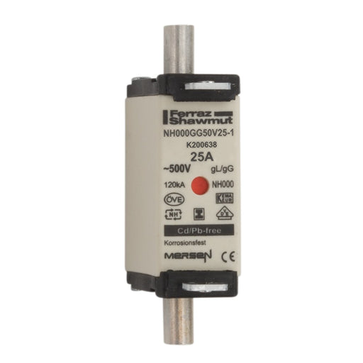 Mersen - Messersicherung NH-Sicherungseinsatz SG NH000GG50V25-1 Gr.000 gG 25A/500VKM