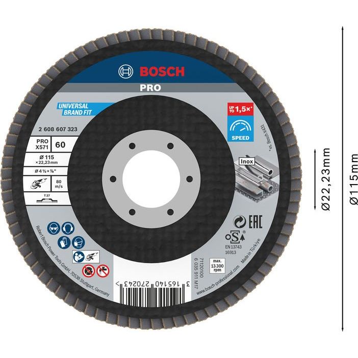 Bosch - Trenn-/Schleifscheibe PRO X571 2608607323 Fächerschleifscheibe