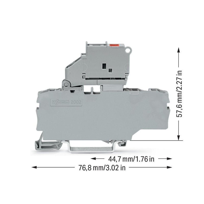 WAGO - Sicherungs-Reihenklemme 3-Leiter-Sicherungsklemme 2002-1711/1000-867 2,5mm² gr, Si.halter − 50 Stück