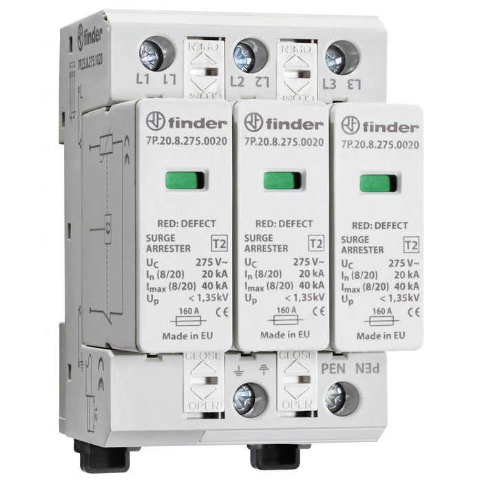 Finder - Überspannungsableiter für Energietechnik/Stromversorgung Überspannungsableiter 7P.23.8.275.1020  − 1 Stück
