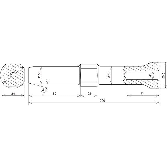 DEHN - Einschlaghilfe für Stab-/Tiefenerder Hammereinsatz HETE20R27VHWNSTBLANK f. TE D20mm L200mm