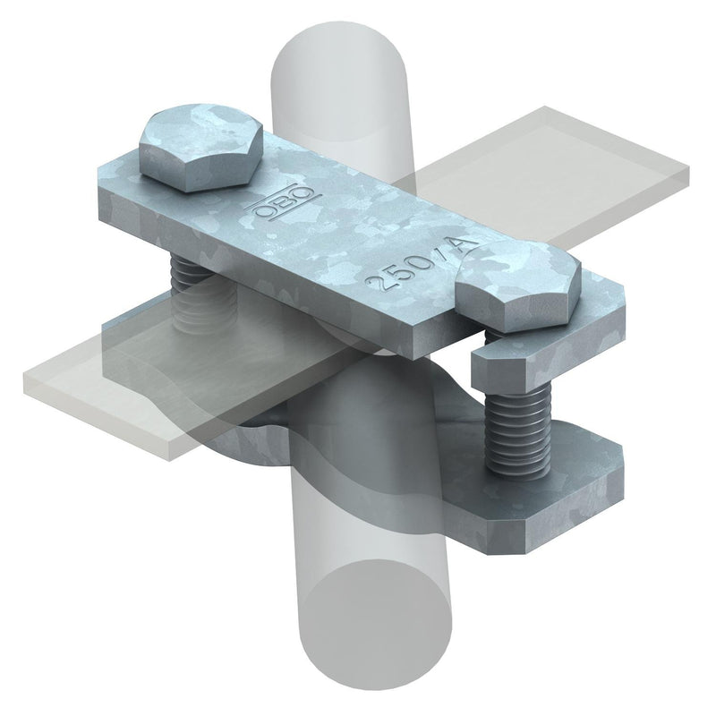OBO Bettermann - Verbinder für Blitzschutz Diagonalklemme 250 A-FT − 25 Stück