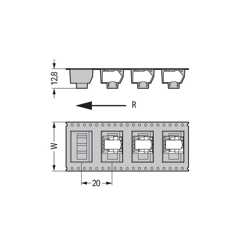 WAGO - Leiterplattenklemme THR-Leiterplattenklemme 218-506/000-604/997- 0,5 mm²,schwarz − 250 Stück