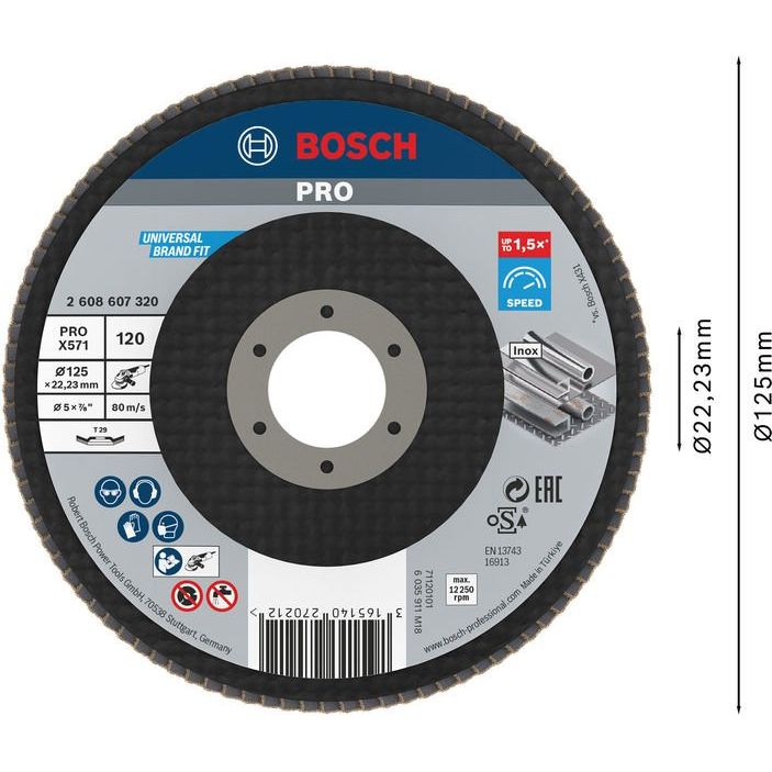 Bosch - Trenn-/Schleifscheibe PRO X571 2608607320 Fächerschleifscheibe