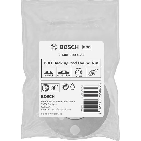 Bosch - Mutter PRO Stützteller Round Nut, 2608000C23 M14, 115, 125 mm