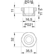 OBO Bettermann - Erweiterungs-/Reduzierring Reduktion 107 R PG21-16 PA Iso,lgr − 50 Stück