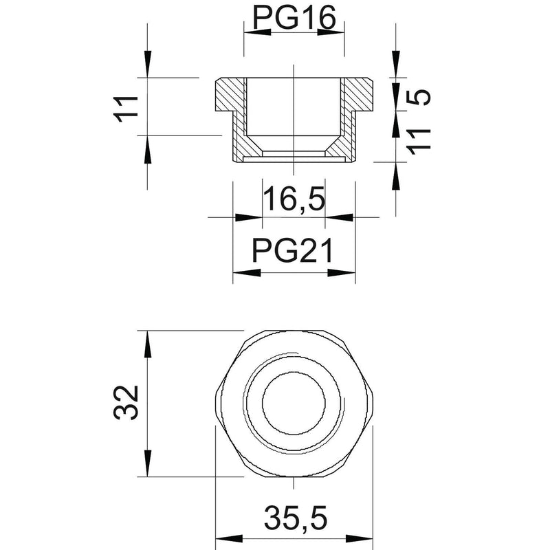 OBO Bettermann - Erweiterungs-/Reduzierring Reduktion 107 R PG21-16 PA Iso,lgr − 50 Stück