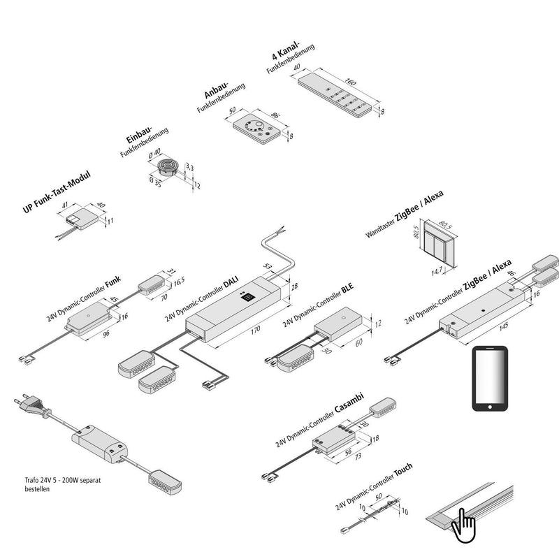 Hera - LED-Betriebsgerät Dynamic-Funk-Controller 61500050532 75W 4 Kanal f. Batt