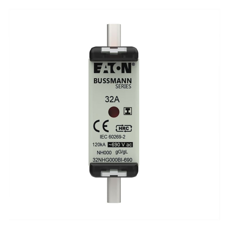 Eaton - Messersicherung Sicherungseinsatz Nieders. 32NHG000BI-690 32A AC 690V 120kA − 3 Stück